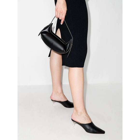 Neous Electra 65mm Mules Slides Heels Black Velvet Cream Mesh Clear Heel 36.5 - Picture 13 of 16